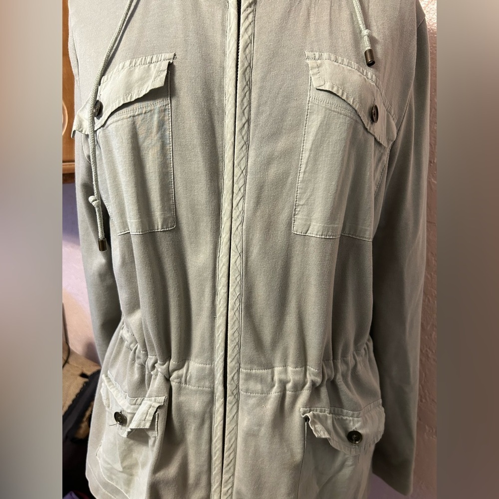 Talbots Light Green Utility Jacket with Hood - Picture 2 of 8